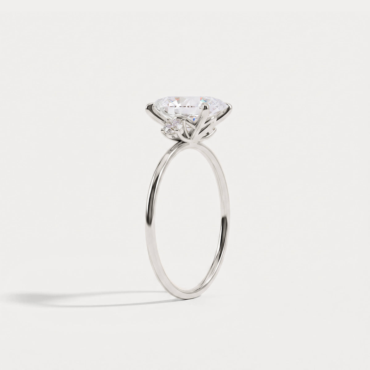 Olivia丨2CT Three-Stone Lotus-Inspired Lab-grown Diamond Engagement Ring - Rings
