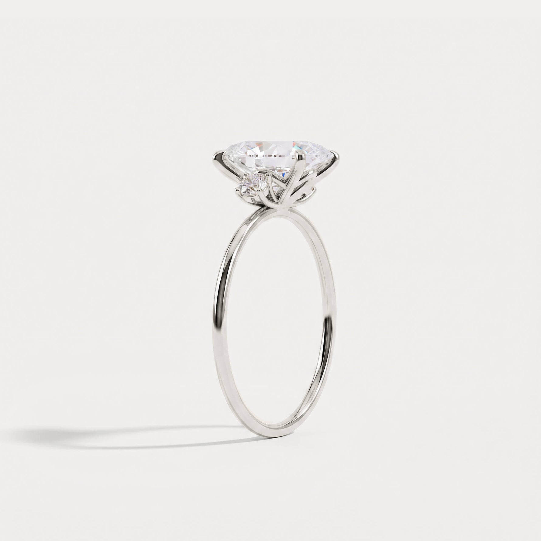 Olivia丨2CT Three-Stone Lotus-Inspired Lab-grown Diamond Engagement Ring - Rings