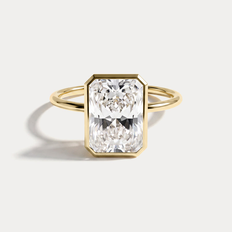 Nyla丨14K Solid Gold 3CT Solitaire Lab-Grown Diamond Bezel Engagement Ring - Rings