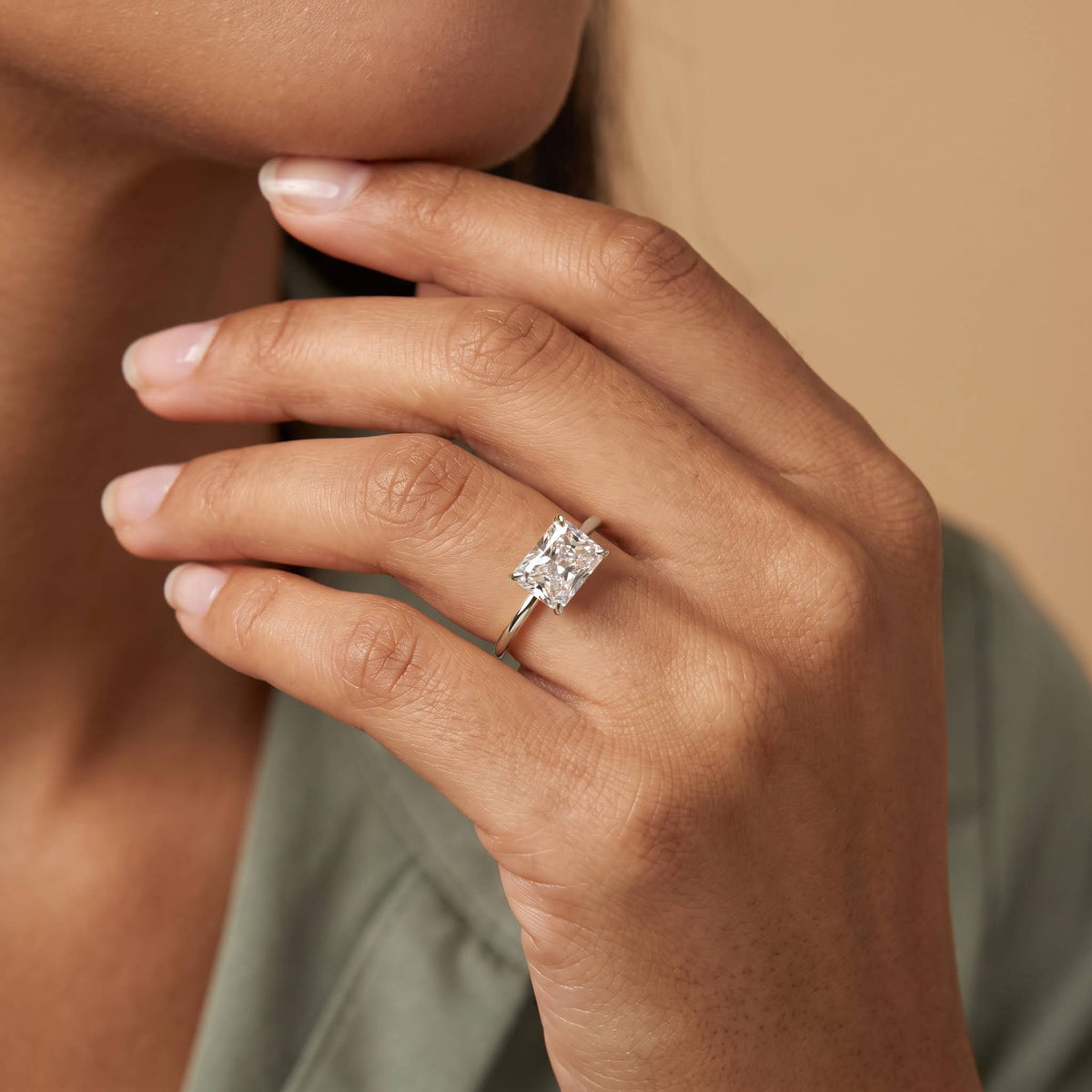 Jayla丨Minimalist Radiant Cut 2CT Lab Diamond Engagement Ring - Rings