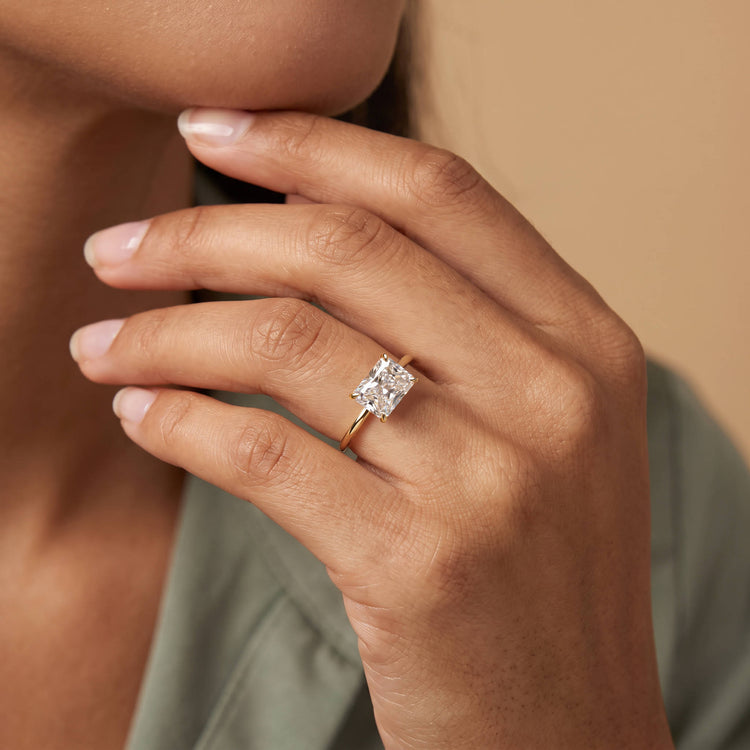 Jayla丨Minimalist Radiant Cut 2CT Lab Diamond Engagement Ring - Rings