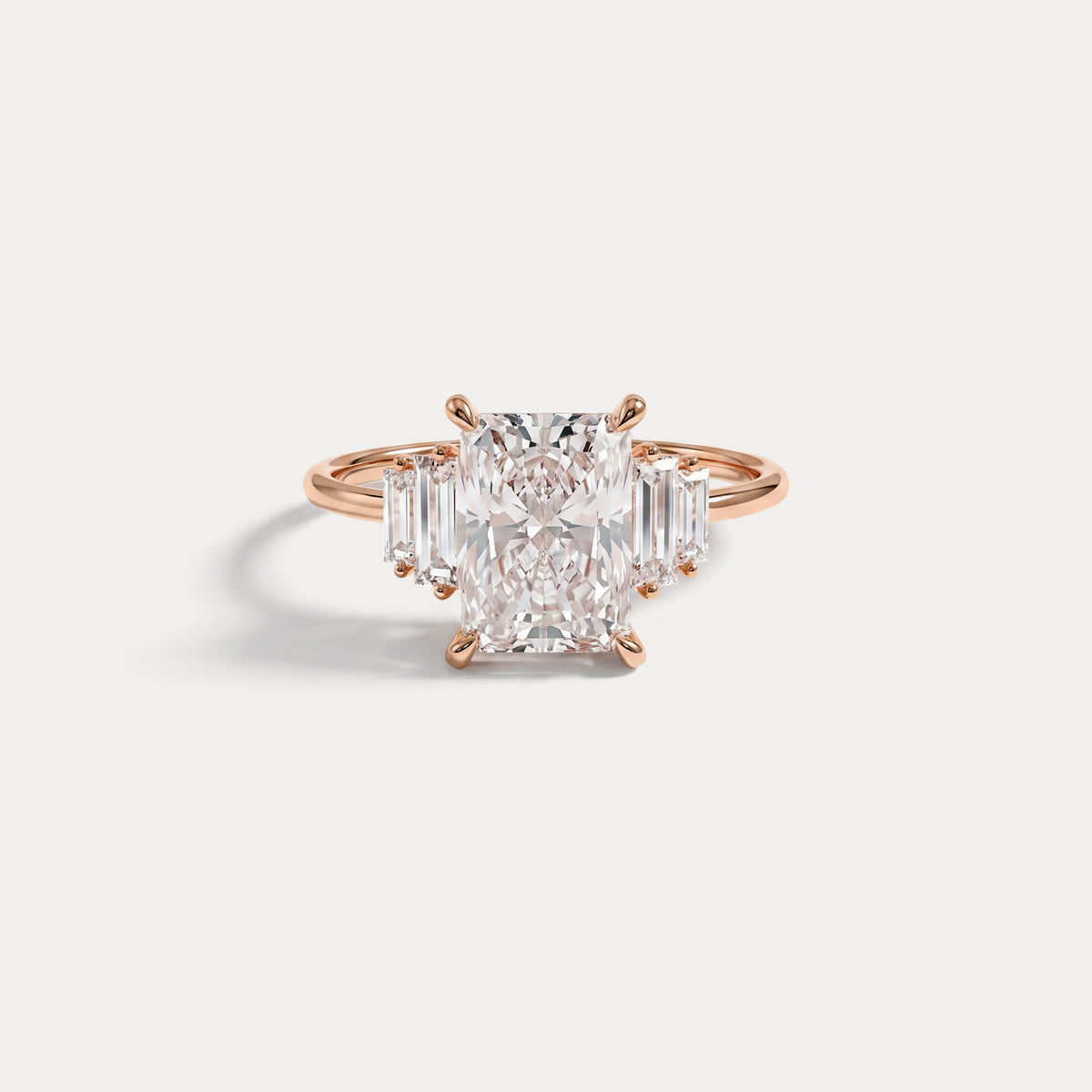 Bella丨2CT Radiant Lab Diamond Engagement Ring In 14K Solid Gold/Platinum - Rings