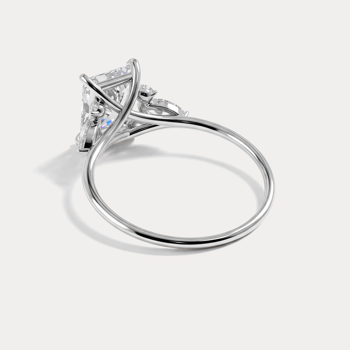 Colette丨Radiant Lab Diamond Split Shank Engagement Ring with Marquise & Round Accents - Rings