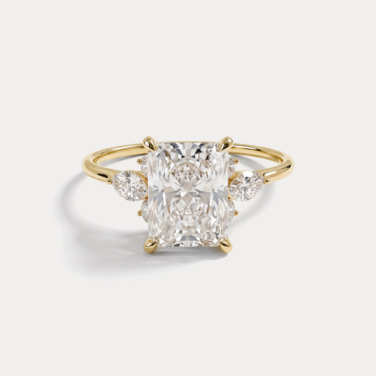 Colette丨Radiant Lab Diamond Split Shank Engagement Ring with Marquise & Round Accents - Rings