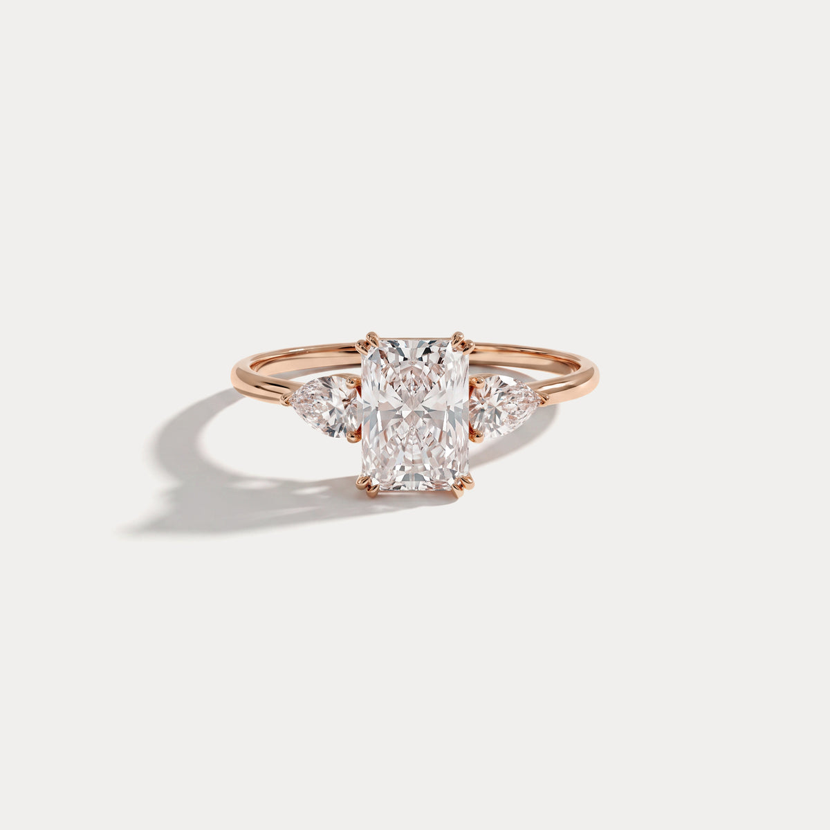Dahlia丨1CT Radiant Cut Lab Diamond Three Stone Engagement Ring In 14K Solid Gold/Platinum - Rings