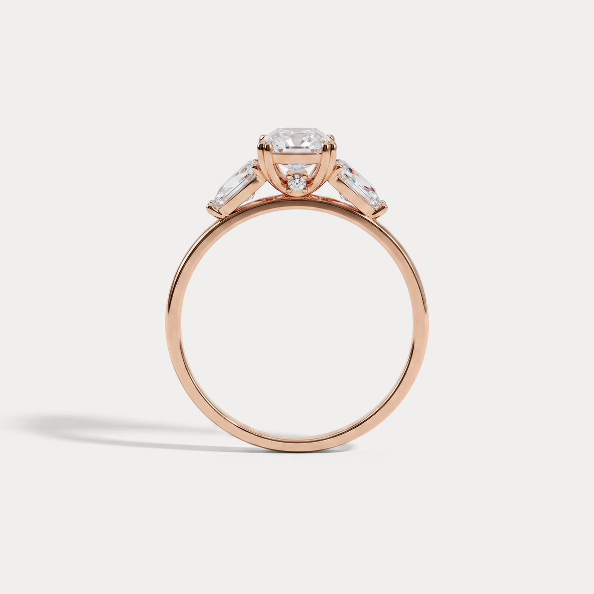 Dahlia丨1CT Radiant Cut Lab Diamond Three Stone Engagement Ring In 14K Solid Gold/Platinum - Rings