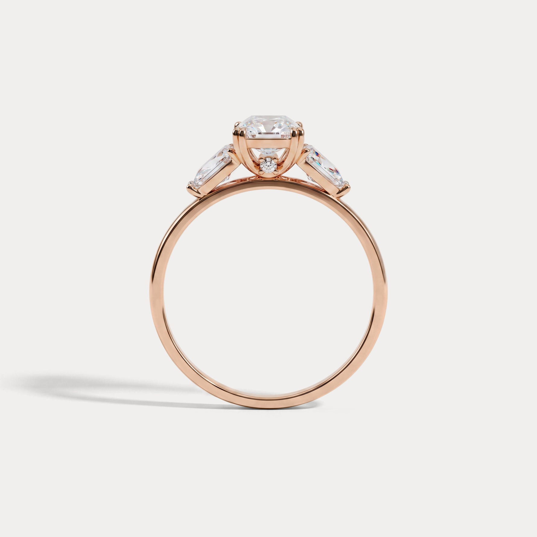 Dahlia丨1CT Radiant Cut Lab Diamond Three Stone Engagement Ring In 14K Solid Gold/Platinum - Rings