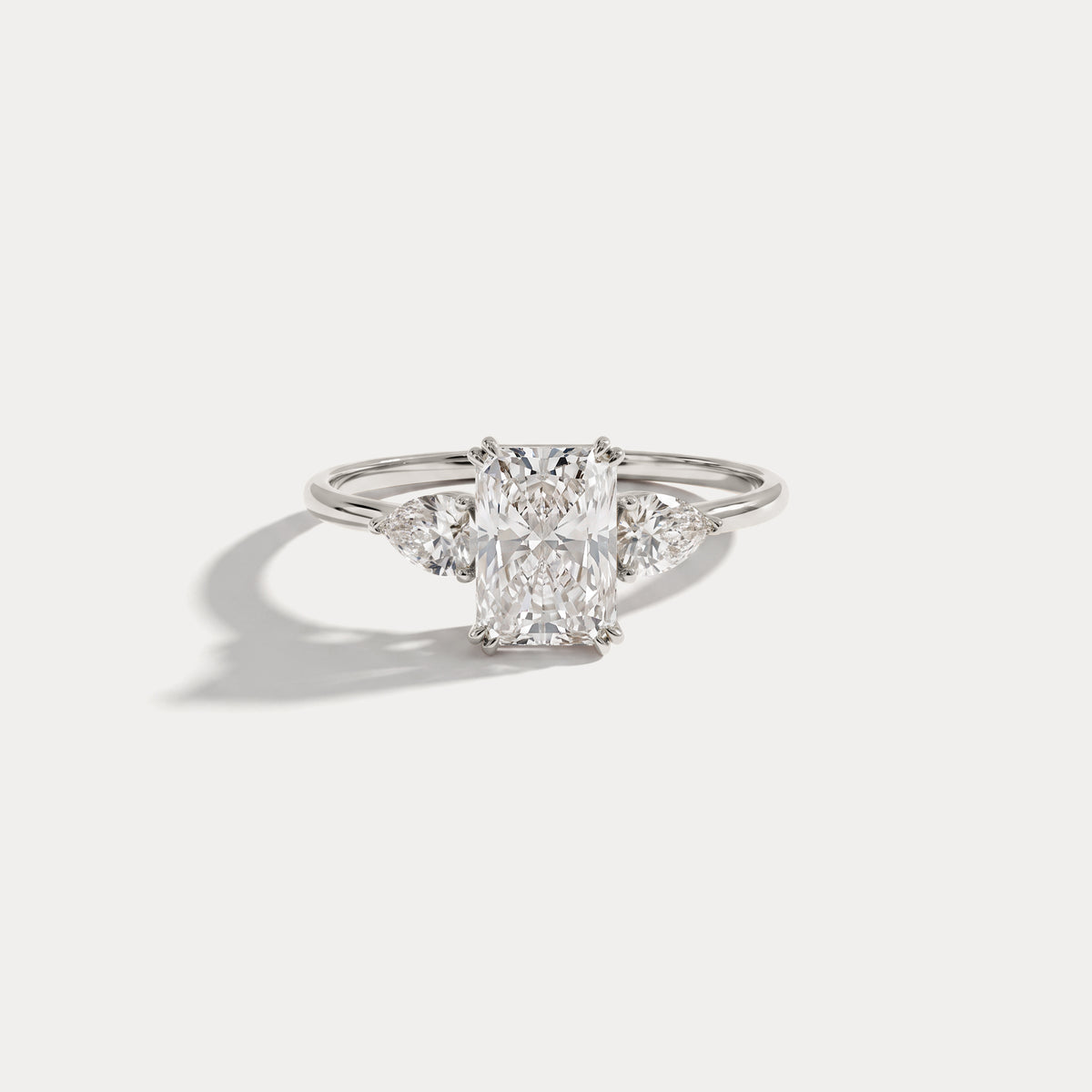 Dahlia丨1CT Radiant Cut Lab Diamond Three Stone Engagement Ring In 14K Solid Gold/Platinum - Rings