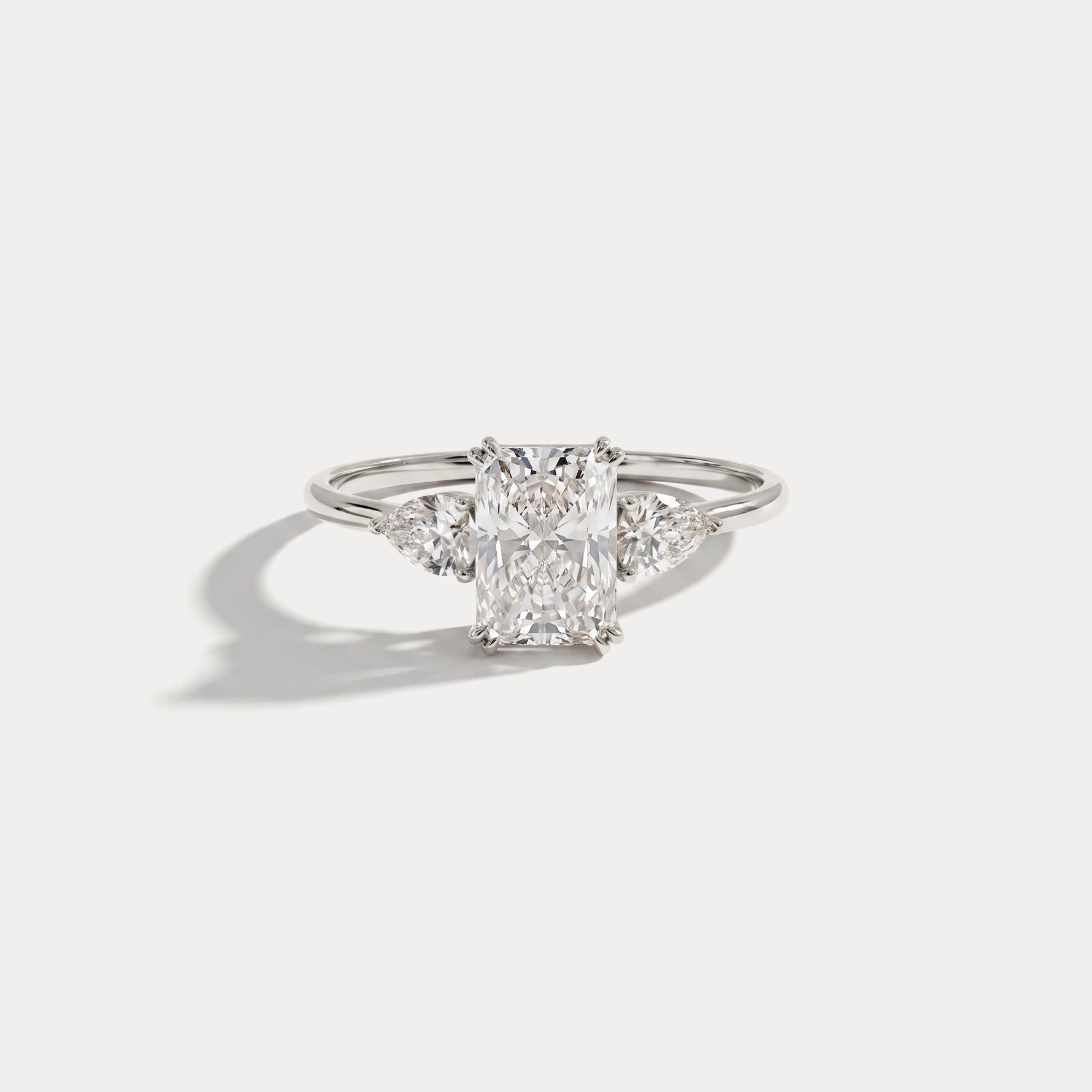 Dahlia丨1CT Radiant Cut Lab Diamond Three Stone Engagement Ring In 14K Solid Gold/Platinum - Rings