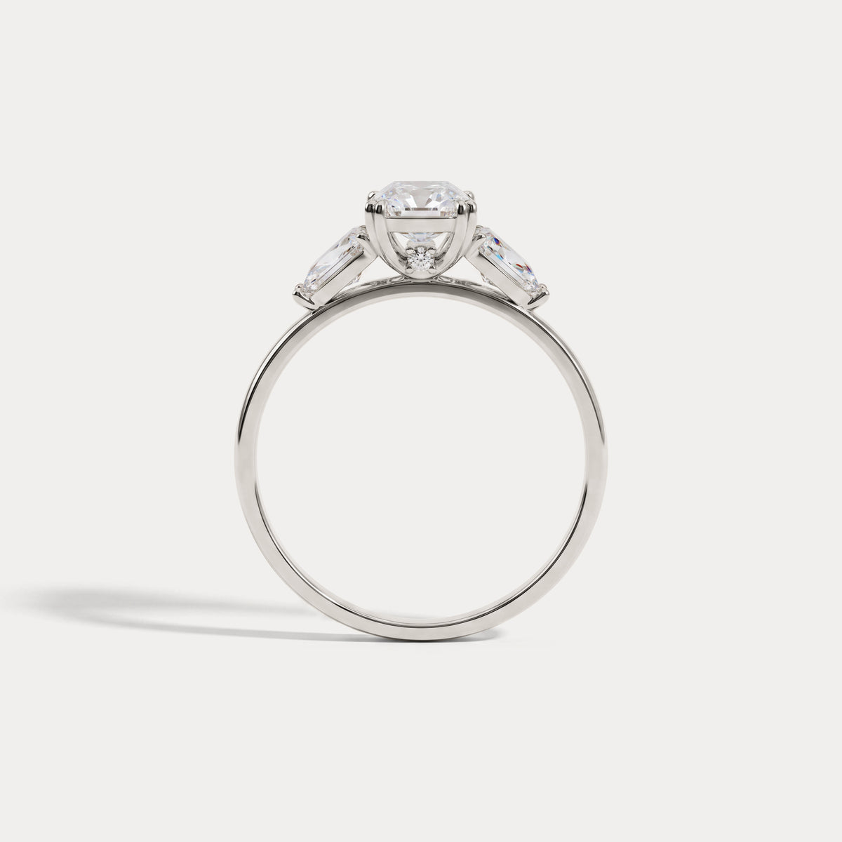 Dahlia丨1CT Radiant Cut Lab Diamond Three Stone Engagement Ring In 14K Solid Gold/Platinum - Rings
