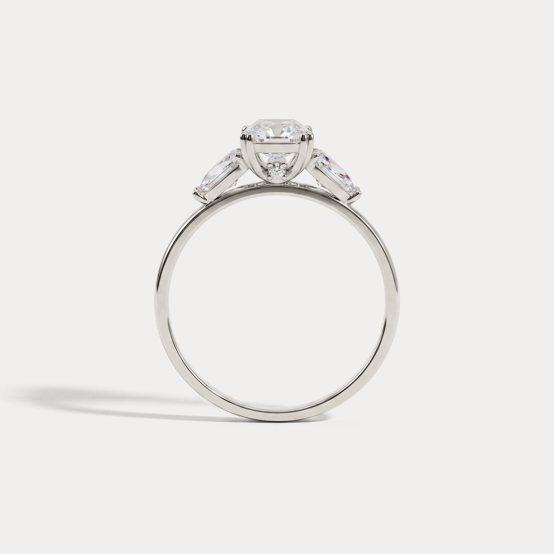 Dahlia丨1CT Radiant Cut Lab Diamond Three Stone Engagement Ring In 14K Solid Gold/Platinum - Rings