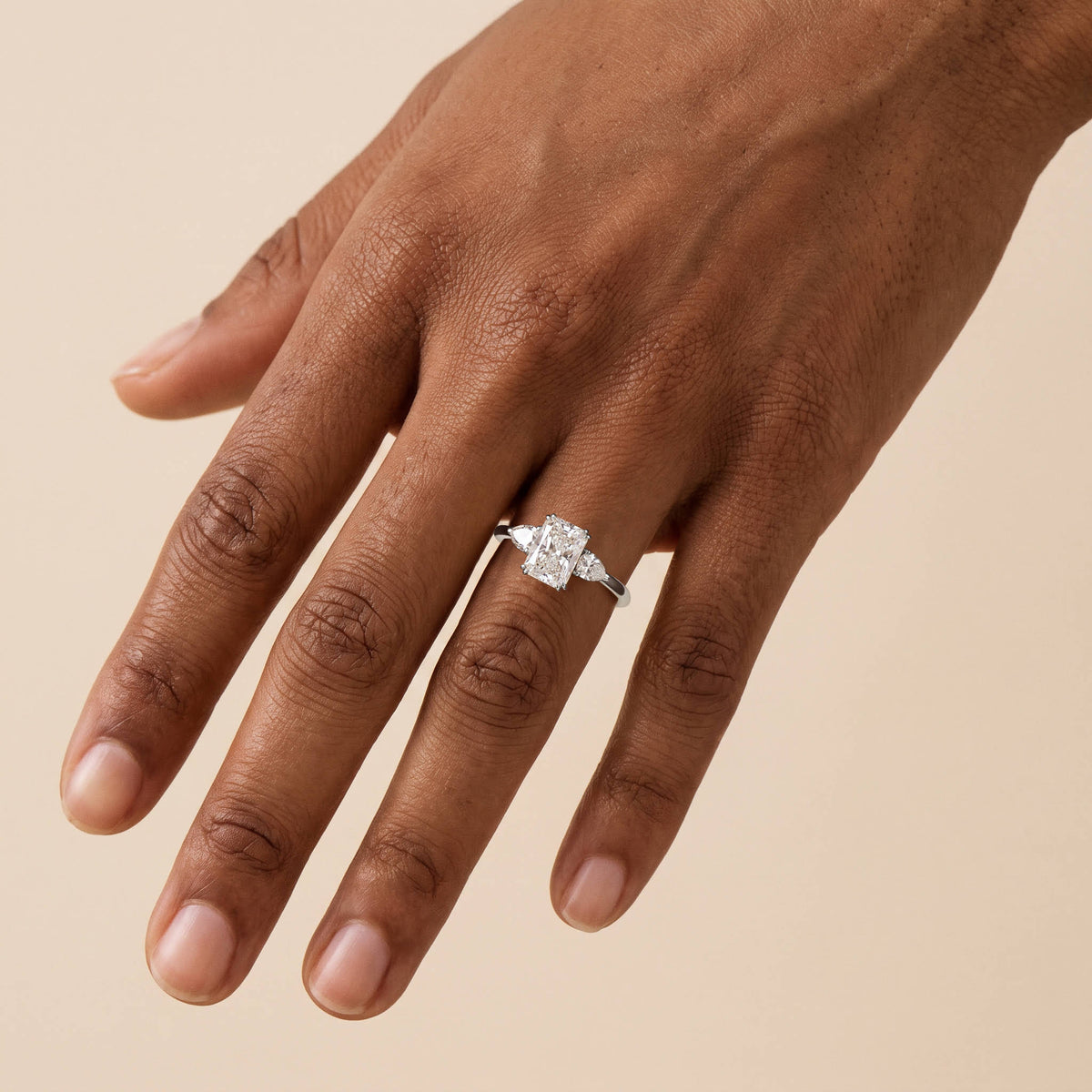 Dahlia丨1CT Radiant Cut Lab Diamond Three Stone Engagement Ring In 14K Solid Gold/Platinum - Rings
