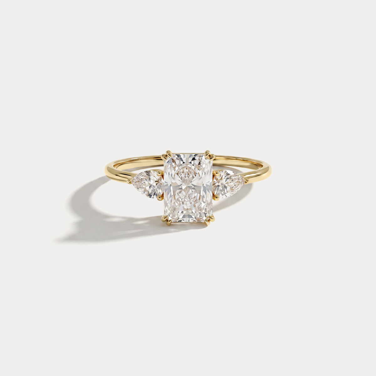 Dahlia丨1CT Radiant Cut Lab Diamond Three Stone Engagement Ring In 14K Solid Gold/Platinum - Rings