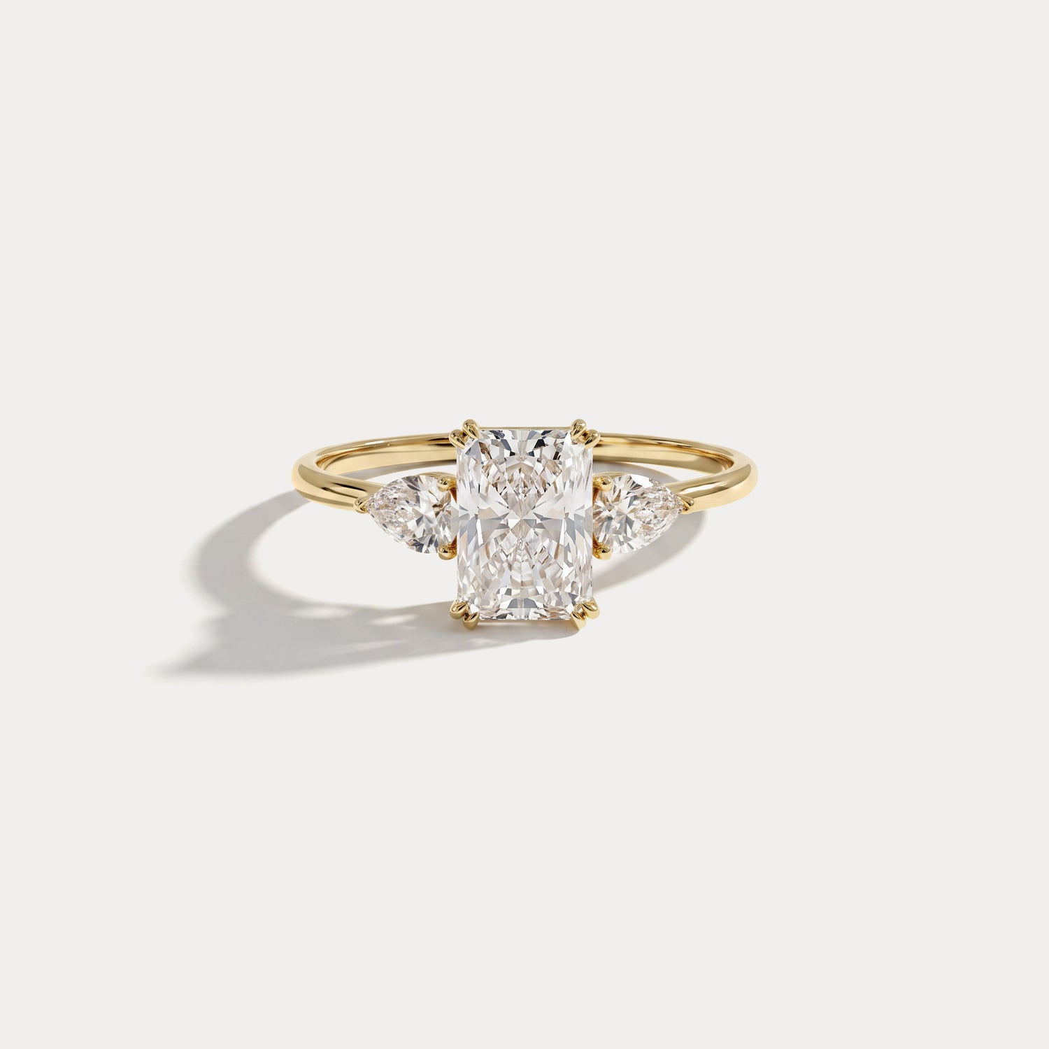 Dahlia丨1CT Radiant Cut Lab Diamond Three Stone Engagement Ring In 14K Solid Gold/Platinum - Rings