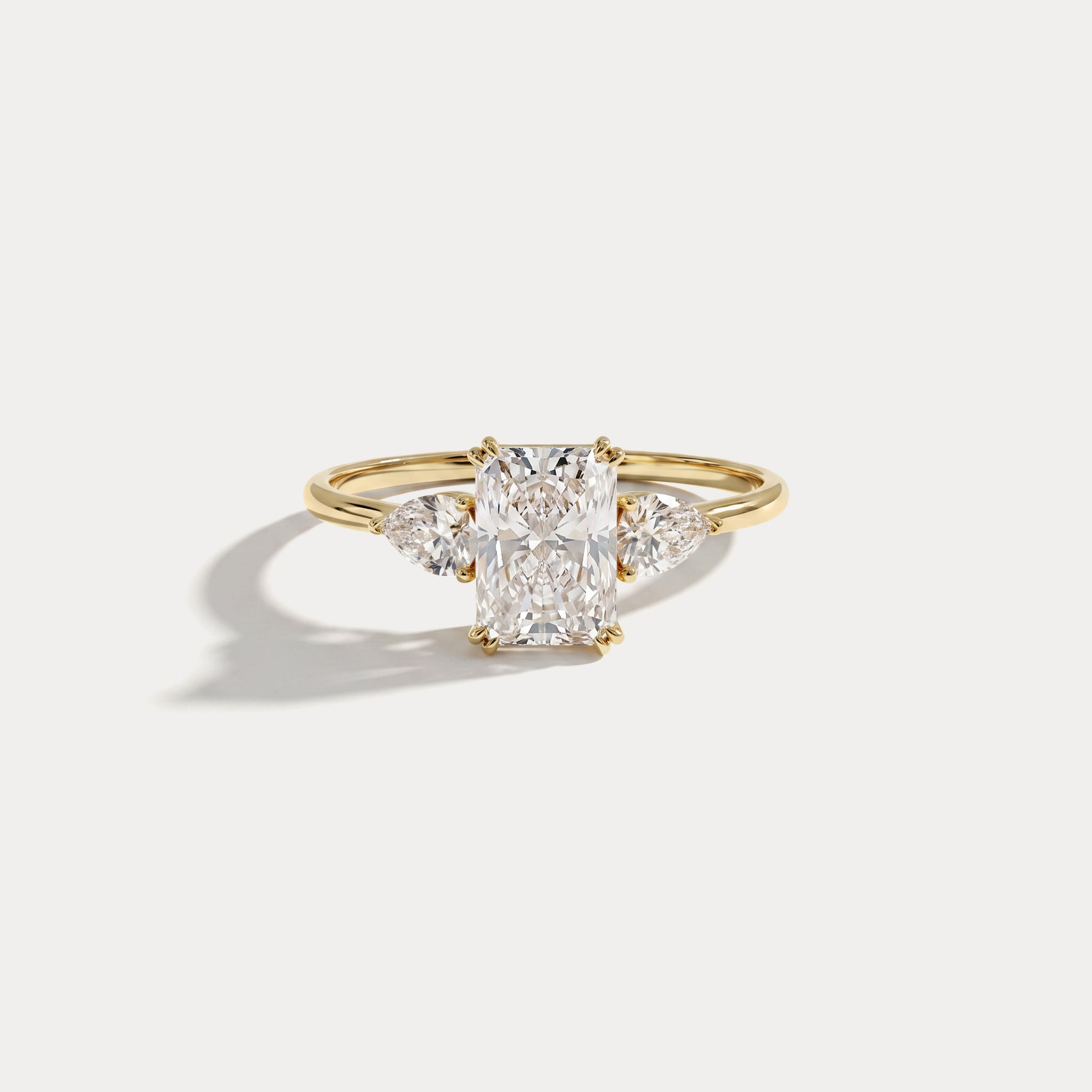 Dahlia丨1CT Radiant Cut Lab Diamond Three Stone Engagement Ring In 14K Solid Gold/Platinum - Rings
