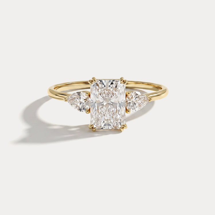 Dahlia丨1CT Radiant Cut Lab Diamond Three Stone Engagement Ring In 14K Solid Gold/Platinum - Rings