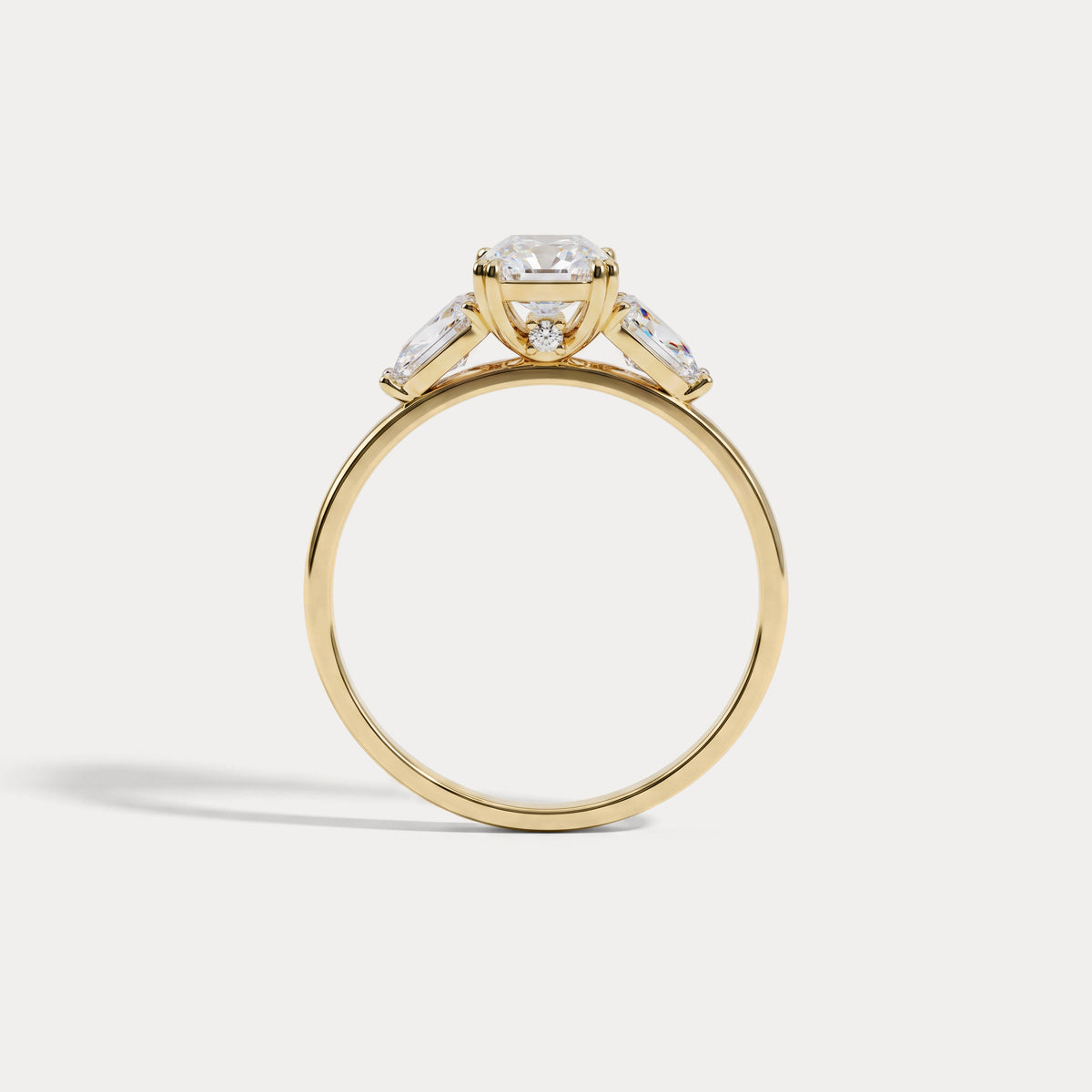 Dahlia丨1CT Radiant Cut Lab Diamond Three Stone Engagement Ring In 14K Solid Gold/Platinum - Rings