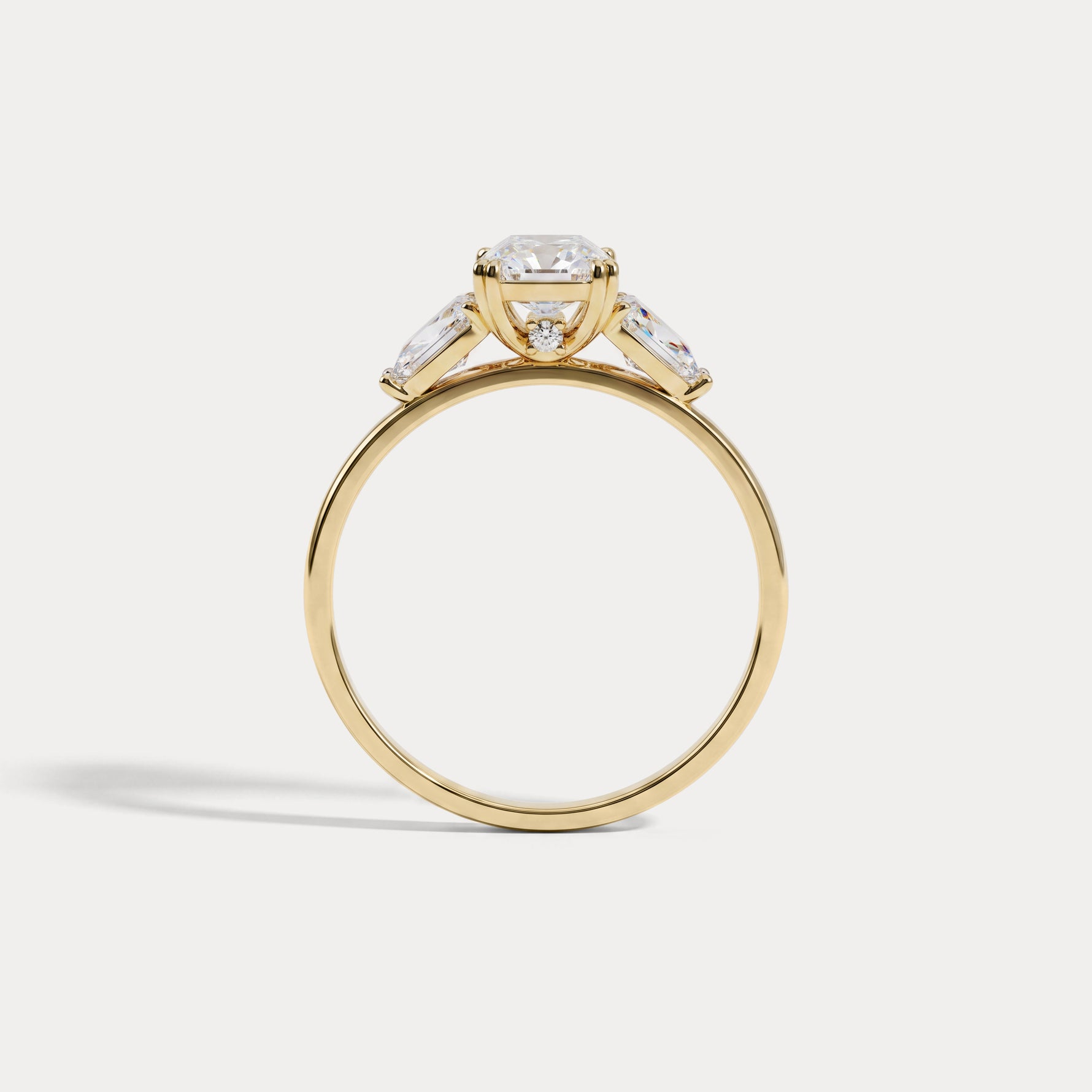 Dahlia丨1CT Radiant Cut Lab Diamond Three Stone Engagement Ring In 14K Solid Gold/Platinum - Rings