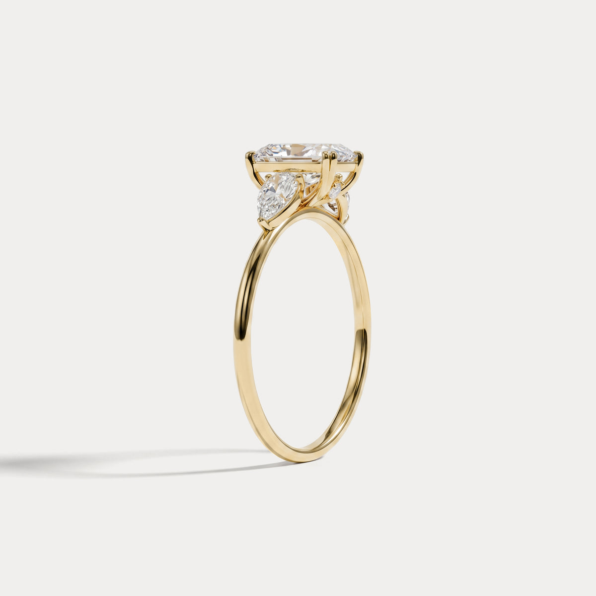 Dahlia丨1CT Radiant Cut Lab Diamond Three Stone Engagement Ring In 14K Solid Gold/Platinum - Rings