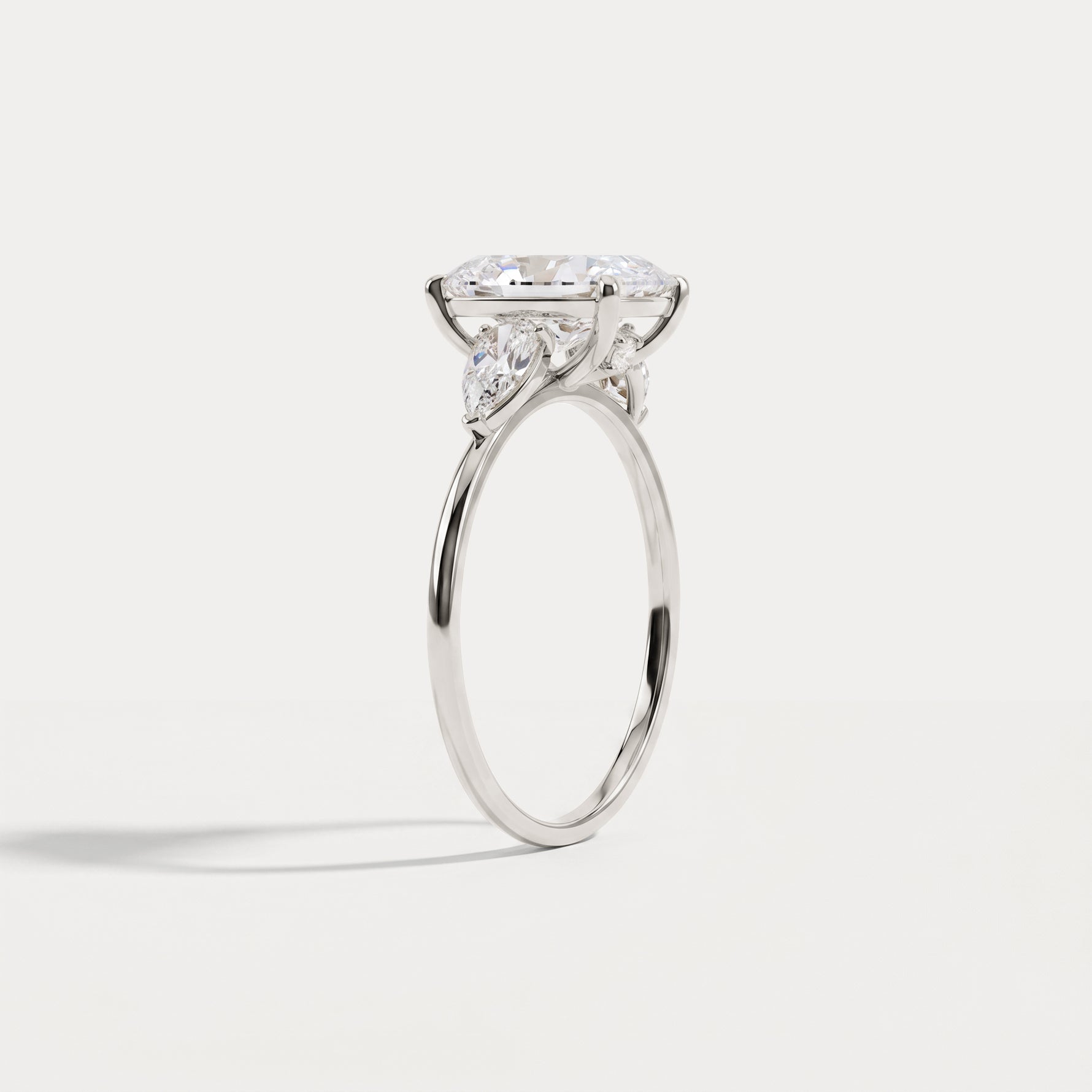 Dahlia丨2CT Radiant Cut Lab Diamond Three Stone Engagement Ring In 14K Solid Gold/Platinum - Rings