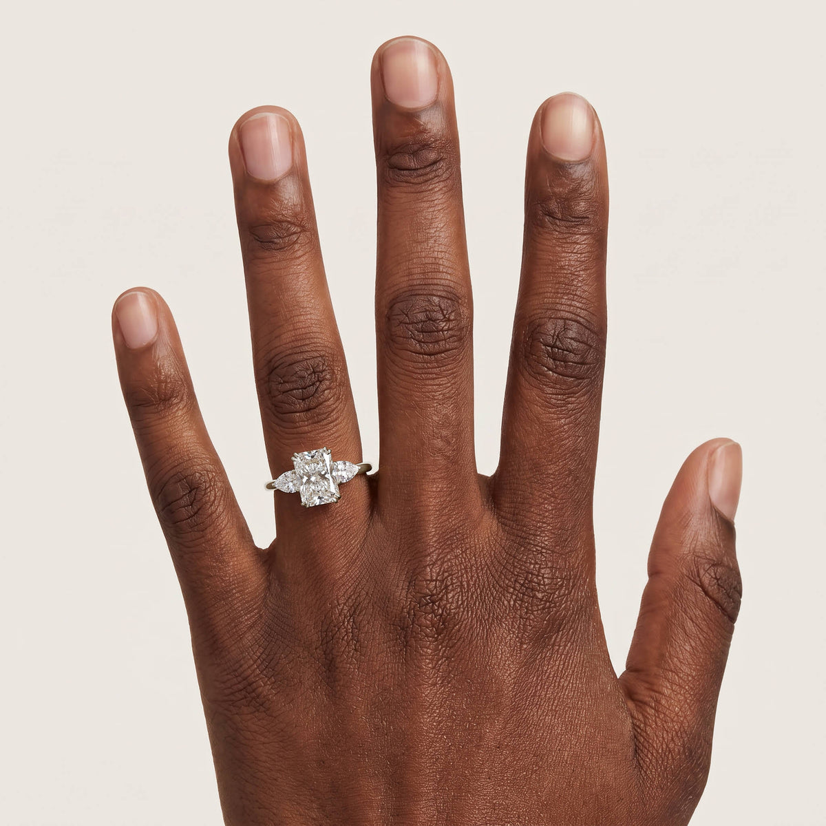 Dahlia丨2CT Radiant Cut Lab Diamond Three Stone Engagement Ring In 14K Solid Gold/Platinum - Rings