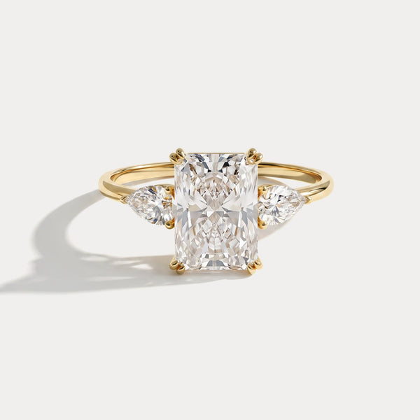 Dahlia丨2CT Radiant Cut Lab Diamond Three Stone Engagement Ring In 14K Solid Gold/Platinum