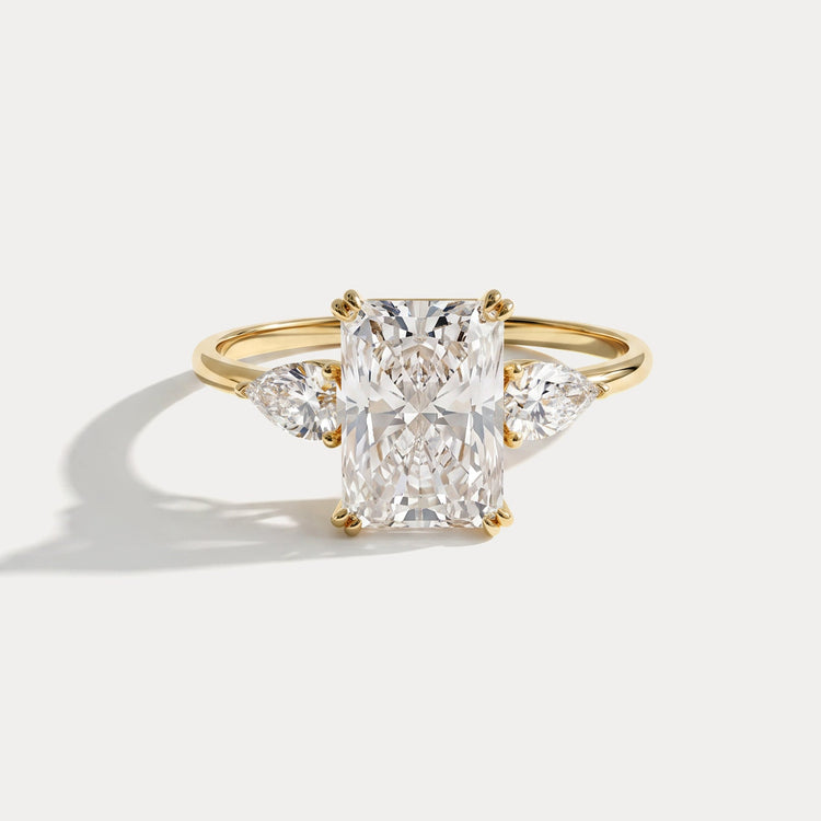 Dahlia丨2CT Radiant Cut Lab Diamond Three Stone Engagement Ring In 14K Solid Gold/Platinum - Rings