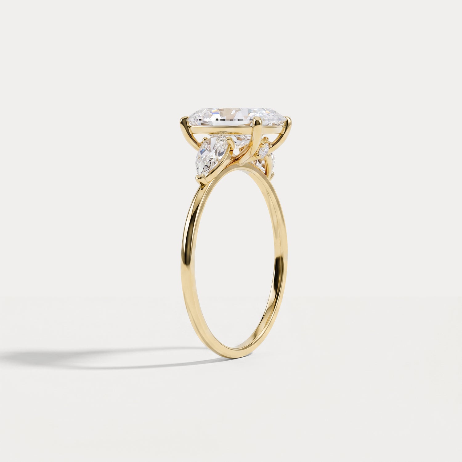 Dahlia丨2CT Radiant Cut Lab Diamond Three Stone Engagement Ring In 14K Solid Gold/Platinum - Rings