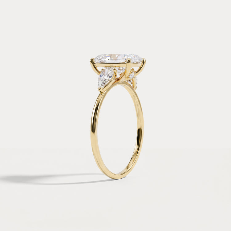 Dahlia丨2CT Radiant Cut Lab Diamond Three Stone Engagement Ring In 14K Solid Gold/Platinum - Rings