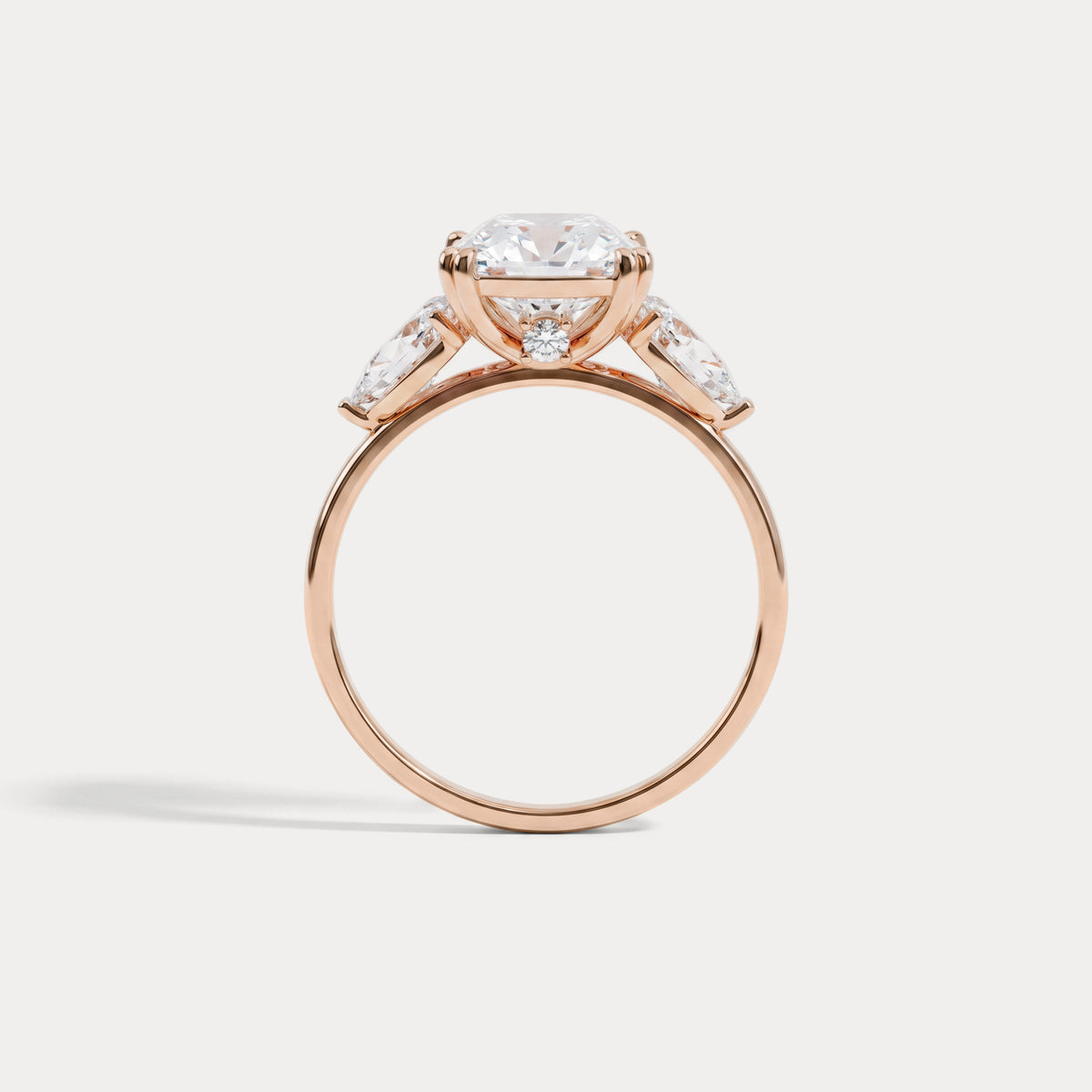Dahlia丨3CT Radiant Cut Lab Diamond Three Stone Engagement Ring In 14K Solid Gold/Platinum - Rings