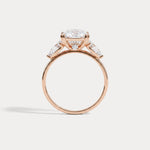 Dahlia丨3CT Radiant Cut Lab Diamond Three Stone Engagement Ring In 14K Solid Gold/Platinum - Rings