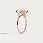 Dahlia丨3CT Radiant Cut Lab Diamond Three Stone Engagement Ring In 14K Solid Gold/Platinum - Rings