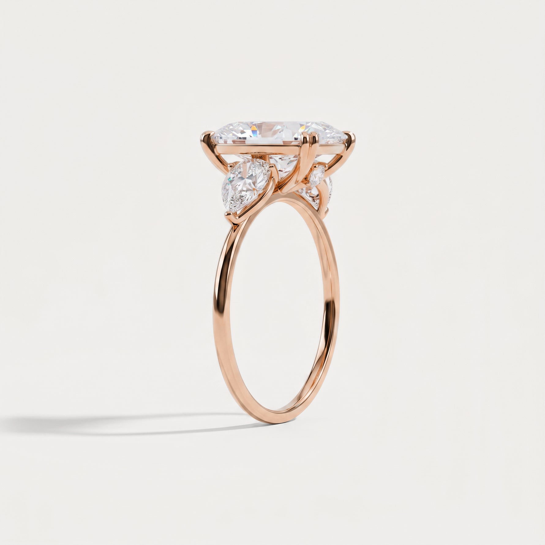 Dahlia丨3CT Radiant Cut Lab Diamond Three Stone Engagement Ring In 14K Solid Gold/Platinum - Rings