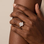 Dahlia丨3CT Radiant Cut Lab Diamond Three Stone Engagement Ring In 14K Solid Gold/Platinum - Rings