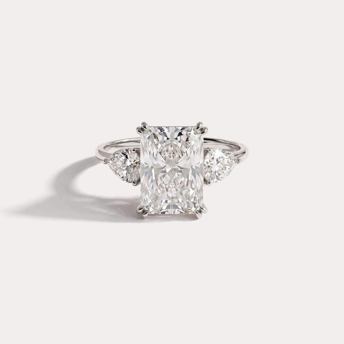 Dahlia丨3CT Radiant Cut Lab Diamond Three Stone Engagement Ring In 14K Solid Gold/Platinum - Rings