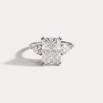Dahlia丨3CT Radiant Cut Lab Diamond Three Stone Engagement Ring In 14K Solid Gold/Platinum - Rings