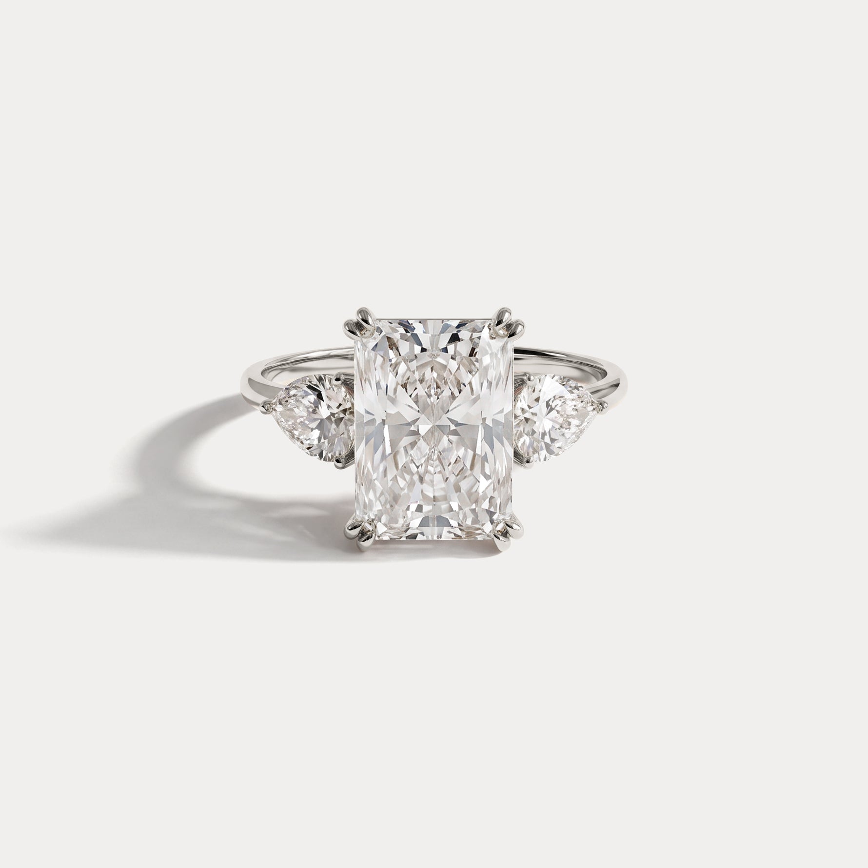 Dahlia丨3CT Radiant Cut Lab Diamond Three Stone Engagement Ring In 14K Solid Gold/Platinum - Rings