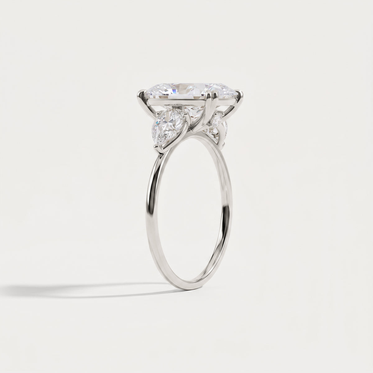 Dahlia丨3CT Radiant Cut Lab Diamond Three Stone Engagement Ring In 14K Solid Gold/Platinum - Rings