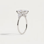Dahlia丨3CT Radiant Cut Lab Diamond Three Stone Engagement Ring In 14K Solid Gold/Platinum - Rings