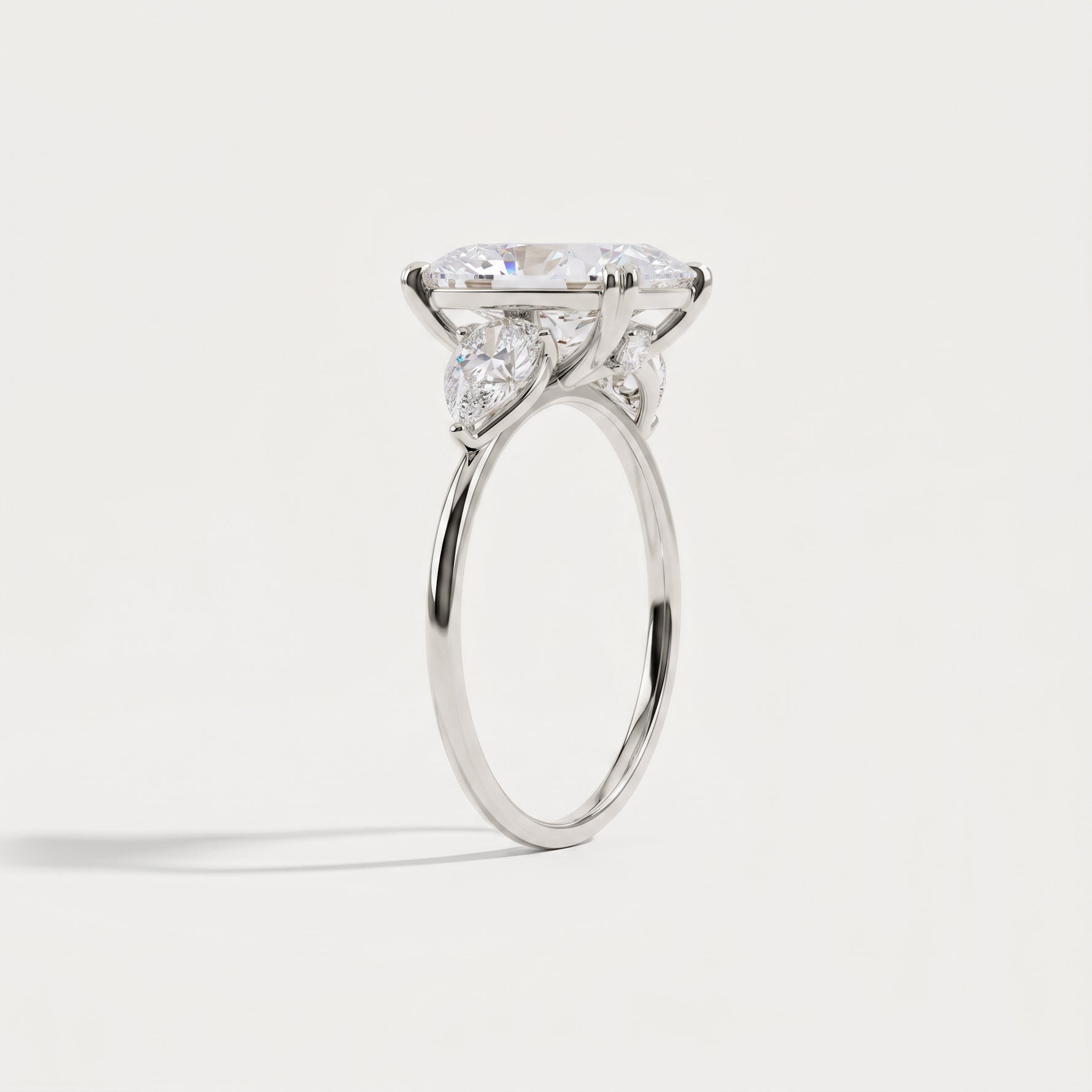 Dahlia丨3CT Radiant Cut Lab Diamond Three Stone Engagement Ring In 14K Solid Gold/Platinum - Rings