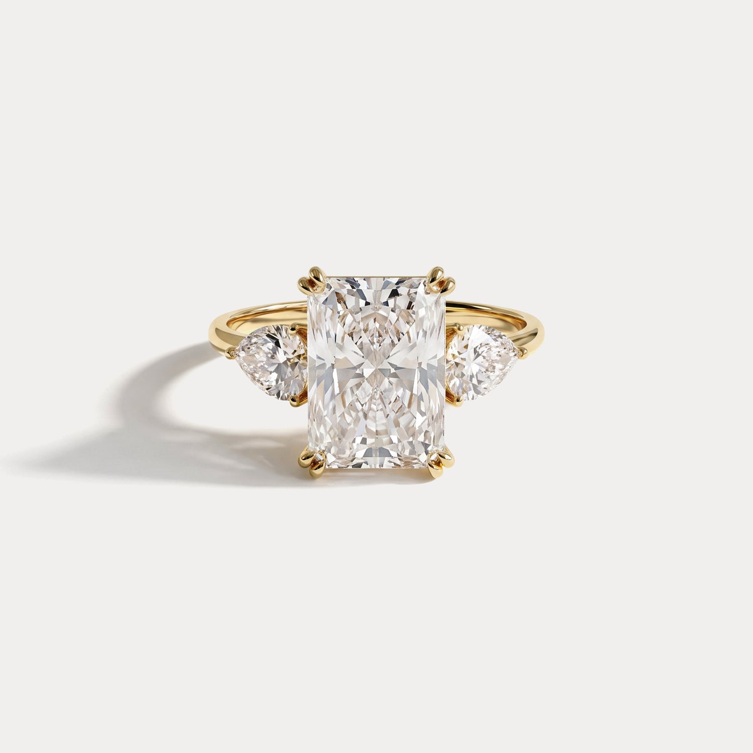 Dahlia丨3CT Radiant Cut Lab Diamond Three Stone Engagement Ring In 14K Solid Gold/Platinum - Rings