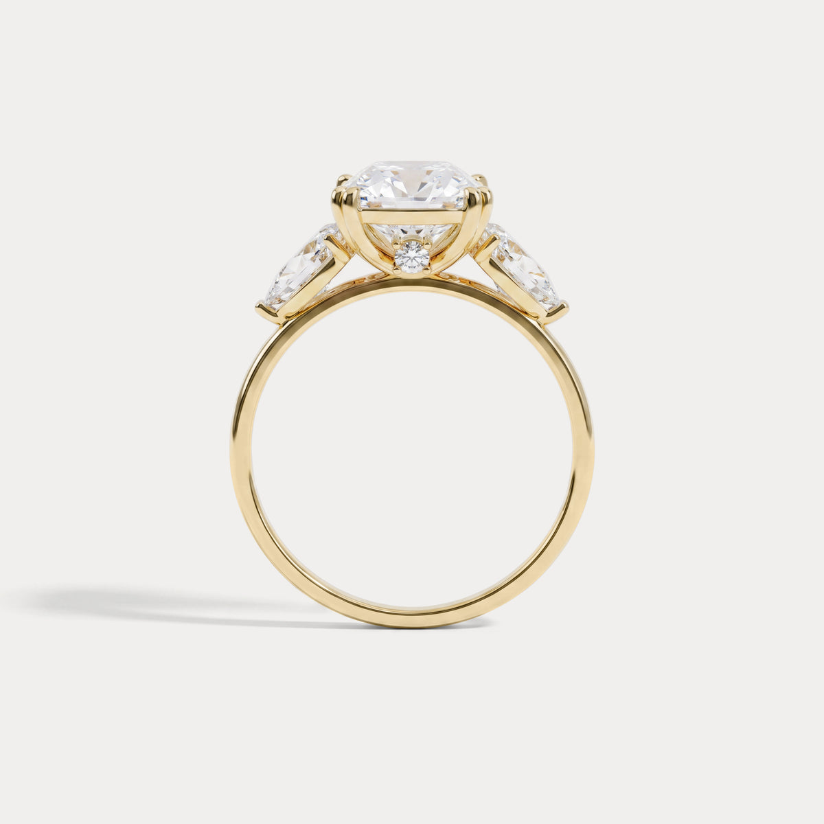 Dahlia丨3CT Radiant Cut Lab Diamond Three Stone Engagement Ring In 14K Solid Gold/Platinum - Rings