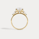 Dahlia丨3CT Radiant Cut Lab Diamond Three Stone Engagement Ring In 14K Solid Gold/Platinum - Rings