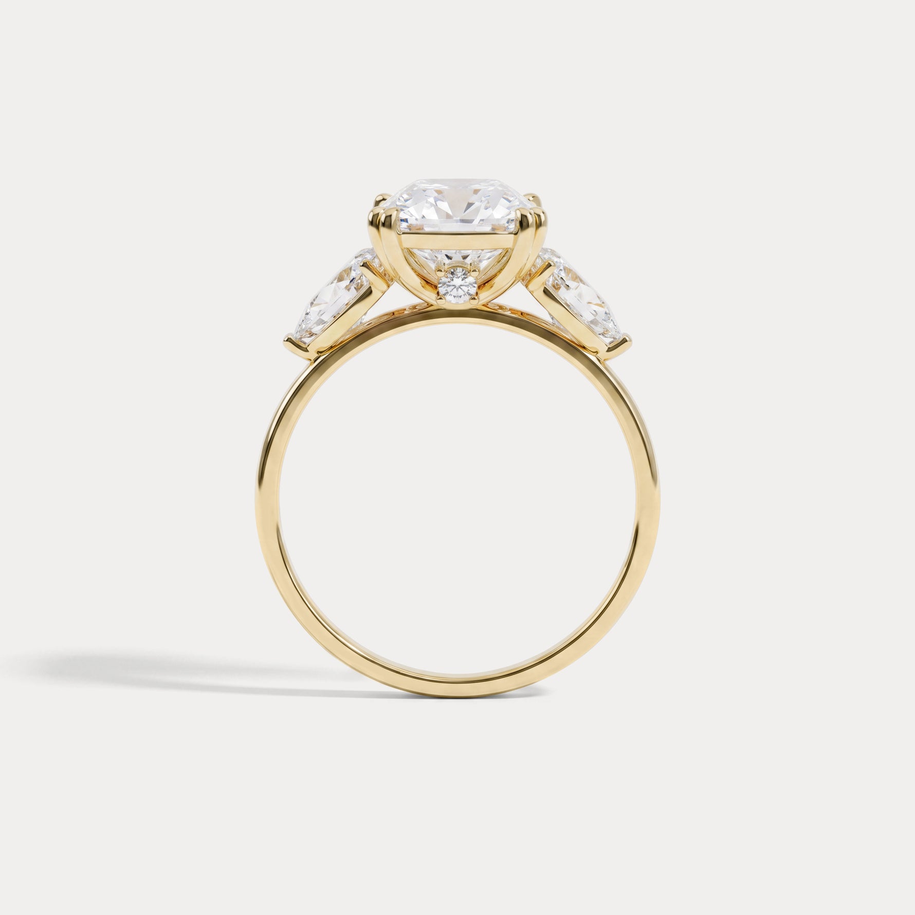 Dahlia丨3CT Radiant Cut Lab Diamond Three Stone Engagement Ring In 14K Solid Gold/Platinum - Rings