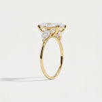 Dahlia丨3CT Radiant Cut Lab Diamond Three Stone Engagement Ring In 14K Solid Gold/Platinum - Rings