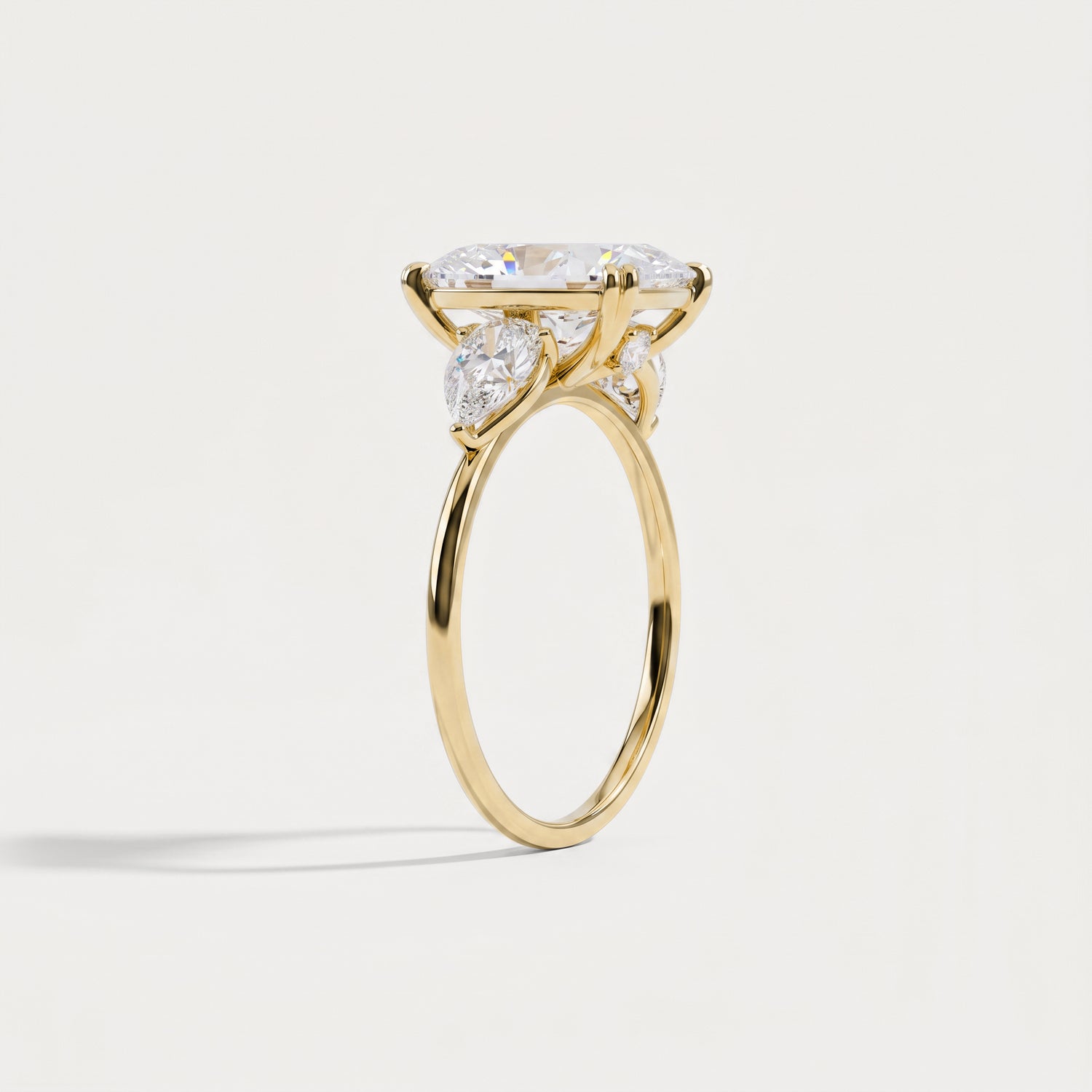 Dahlia丨3CT Radiant Cut Lab Diamond Three Stone Engagement Ring In 14K Solid Gold/Platinum - Rings