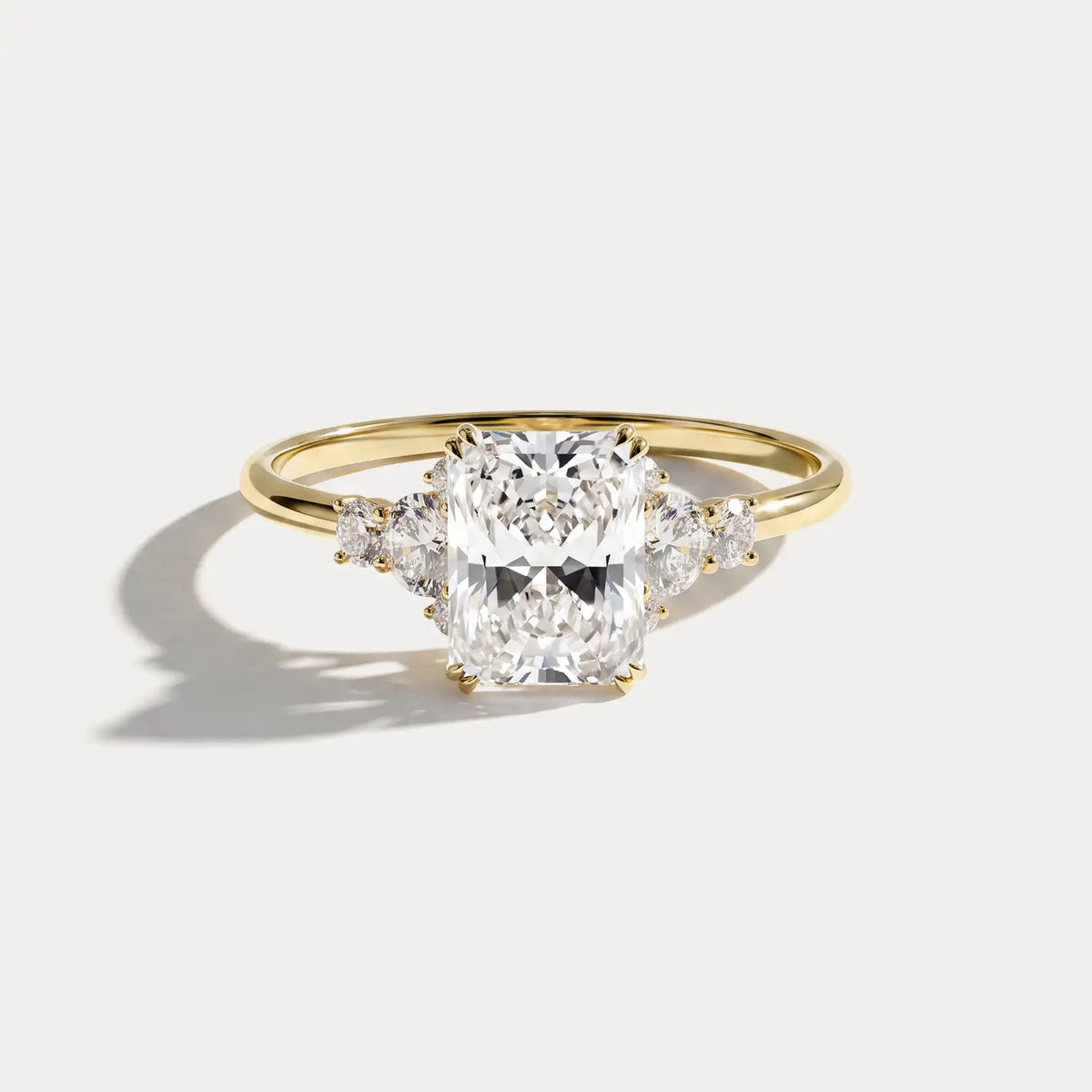 Serene丨1CT Radiant Cut Lab Diamond Side Stone Engagement Ring - Rings