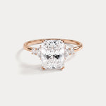 Serene丨2CT Radiant Cut Lab Diamond Side Stone Engagement Ring - Rings