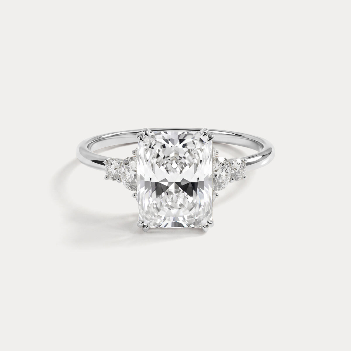 Serene丨2CT Radiant Cut Lab Diamond Side Stone Engagement Ring - Rings
