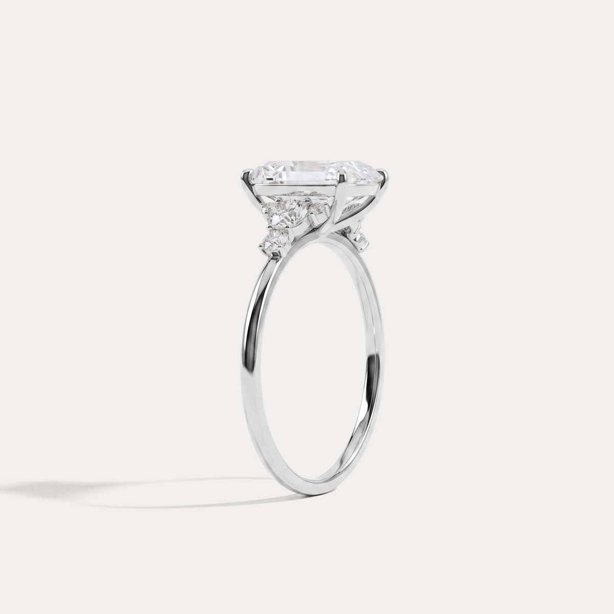 Serene丨2CT Radiant Cut Lab Diamond Side Stone Engagement Ring - Rings